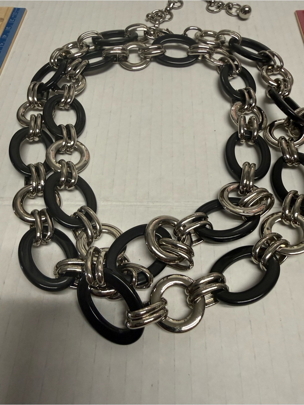 Statement Black and Silver Link Necklace